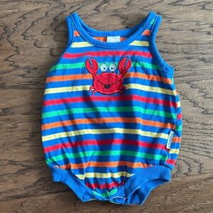 Vintage Colorful Striped Crab Kids One Piece